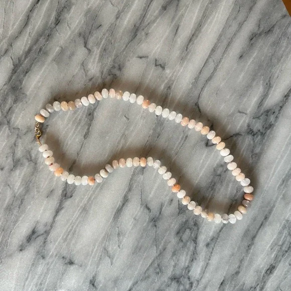 NEW Pink Aventurine Hand Knotted Silk Beaded Necklace w/Gold Fill Hardware 19” - Picture 7 of 8